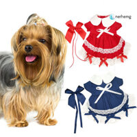 Nerhemg _ Pet Gothic Đầm Mềm Mại Thoải Mái Cổ Búp Bê Thú Cưng Mèo Chó Nơ Đầm Công Chúa Đồ Dùng Cho Thú Cưng