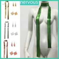 Nerv Full Kim Sa Lấp Lánh Choker Bông Tai Cổ Dài Dây Buộc Khăn Dự Tiệc Trang Phục Buổi Tối