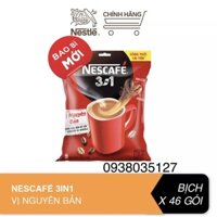 NESCAFE 3in1 ĐẬM ĐÀ HÀI HÒA BỊCH LỚN (túi 46 gói x 17gram) - mẫu mới date mới