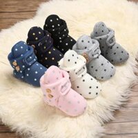 Neswborn Baby Boy Girl Soild Warm Star Shoes Cotton Giày Đế Mềm Frist Giày Đi Bộ