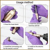 Nev ♕ Cờ lê tác động sang búa điện Bộ chuyển đổi cờ lê thép Carbon sang búa Bộ chuyển đổi đầu khoan cho Squar