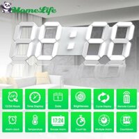[Nevertl] Đồng hồ treo tường LED kỹ thuật số hiện đại 3D 24 / 12 giờ Hiển thị hẹn giờ Báo động USB tại nhà