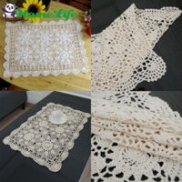 [Nevertl] Vintage Hình Chữ Nhật Cotton Móc Ren Bàn Vải Khăn Trải Bàn Nhỏ 40x60cm