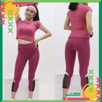 New . . ⚡ __ Bộ Quần Áo Tập Gym Nữ - Áo Ngắn Tay Quần Lửng Chất Thun Co Giãn Hàng Cao Cấp New Hot . __ .. . , ' New