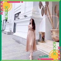 New . . ⚡ __ Váy đi tiệc hai dây cổ đổ vải lụa bóng New Hot . __ .. . , ' New