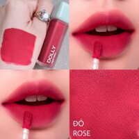 New 2021 [01 Đỏ Rose] Son Kem Lì Dolly Super Matte Không Chì Màu Đỏ Rose [01] Tách Sét