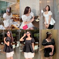 NEW 2021 Áo Kiểu KRISTY DOLL TOP thiết kế tay bồng kèm thắt nơ lưng chất vải gấm dày dặn RẺ VÔ ĐỊCH