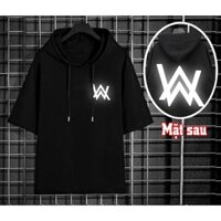 [New 2024] Áo hoodie tay lửng ALAN WALKER, áo thun tay lửng 2 màu trắng đen nam nữ mặc đẹp