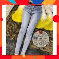 New [40kg~90kg] QUẦN JEAN DÀI BIG SIZE NỮ màu xanh xám, co dãn mạnh lưng cao 2396 -aj224 ཉ