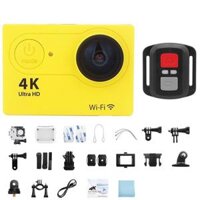 New Action Camera Ultra HD 4K 30fps 2.0-in 170D Underwater Waterproof Helmet Video Recording Cameras Sport With Telecontrol Color Yellow