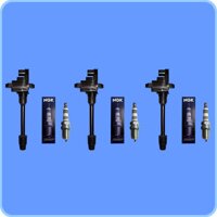 New AD AutoParts High Performance Rear Ignition Coil Set (3) + (3) NGK 5464 Spark Plugs