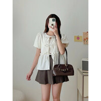 💥NEW -Áo babydoll  tay phồng thắt nơ