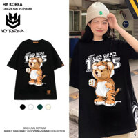 New Áo Thun Unisex Form rộng HY KOREA Tiger Bear 1416 cotton 75% tay lỡ