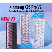 (NEW) Bàn phím cơ XinMeng X98 PRO Ver 2 Pro 3 modes, pin 5000mAh ,mạch xuôi, led rgb,hostswap, keycap double shot