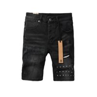 New black fashionable men slim fit printed patch craftsmanship retro men denim shorts