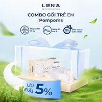 [NEW] Bộ gối trẻ em Pompoms Liên Á từ 100% cao su thiên nhiên quà tặng cho bé ngủ ngon tròn giấc