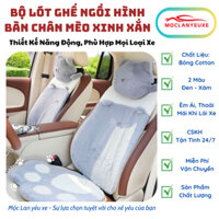 (NEW) Bộ Lót Ghế Ngồi, Gối Tựa Đầu Cổ Hình Bàn Chân Mèo Xinh Xắn Dễ Thương - 2 Màu Lựa Chọn