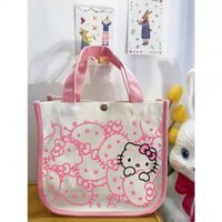 New Cartoon Makeup Canvas Bag Cute Commuter Tote Bag Bento Lunch Box Bag Student Portable Lunch Bag JLtO