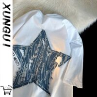 New Chic Hong Kong Style XINGX Do the Old Cowboy Patchwork Short-Sleeved T-shirt Male and Female Trendy Brand Hiphop Couple Half Sleeve Fashion dkyJ