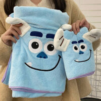 New Cute Embroidery Cartoon Anime Monster Coral Velvet Bath Towel Two-Piece Towel Thickened Water-Absorbing Quick-Drying Bath 2EVh