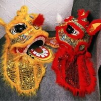 [NEW] Đầu lân Sư tử Vân Gấm Cao Cấp, nghệ nhân bồi tay thủ công, có đèn led, Trang trí trung thu