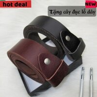 NEW Dây Lưng Da Bò Thật Cho Khóa Kim Cài hoặc Khóa Bấm Lỗ (dây không mặt, 3.6 x 125cm - tặng cây đục lỗ) DDE