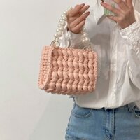 New diy crochet homemade cloth stripe line knitting pearl tote bag (video tutorial-not finished) diy handmade homemade crochet cloth stripe line knitting bag gift for girlfriend