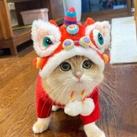 New Dog Cat New Year Tiger Head Hat Thickened Autumn and Winter Warm and Cute Pet Head Cover Headdress Supplies sHGZ