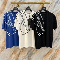 [New _ Dolce & Gabbana] Áo thun nam cổ tròn Cotton nguyên chất in chữ mùa hè mới Thương hiệu thời trang Tay ngắn thông thường