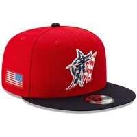 New Era Miami Marlins 9FIFTY Stars & Stripes American Flag Snapback Hat, Adjustable Red White Blue Cap