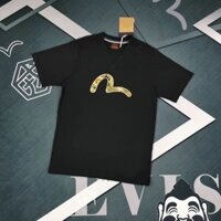 [New _ EVISU] Thương hiệu hợp thời trang Damo Buddha Head Nối lớn In chữ M nguyên chất Cotton ngắn tay cổ tròn in chữ T