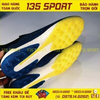 NEW<<< Giày Bóng Đá Không Dây  X18+ TF Xanh Lam Sọc Vàng Chanh bán chạy     [CHUANHOT HIT ]