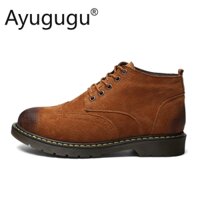 NEW Giày Nam Big Size Khởi động Da Tự Nhiên Chống Nước Làm Việc & Giày An Toàn Nam Chất Lượng Mắt Cá Chân Khởi động