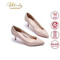 NEW [Giày nữ công sở BMT]Giày cao gót 5p Merly 1200, Giày cao gót size lớn, Giày cao gót trơn, Giày cao gót da mềm