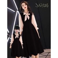 [New Items] Set Đầm mẹ và bé ĐEN cột nơ sang trọng nữ tính nhà SAHULU