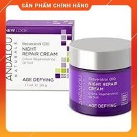 (NEW) Kem Dưỡng Andalou Naturals Age Defying Resveratrol Q10 Night Repair Cream (50g)