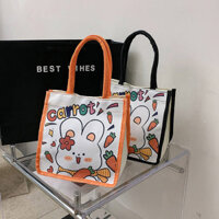 New Large Capacity Canvas Bag Girls' Shopping Handbag One Shoulder out Canvas Shopping Bag Lunch Bag 3d3E