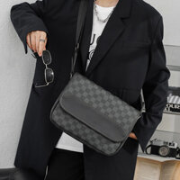 New Men's Bag Shoulder Bag Messenger Bag New Men's Bag Men's Fashion Fashion Brand Plaid Messenger Bag Korean Style PU Leather Multi Compartment Cross Body Bag Business Men's Bag