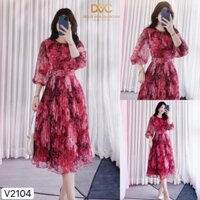 [NEW] [NEW] Váy xòe hoa chân dập li tay bồng sang chảnh V2104
