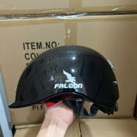 [NEW] Nón Bảo Hiểm Falcon F12 Màu Đen Bóng Gắn Đèn Phát Sáng Chính Hãng POC HELMETS