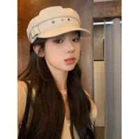 [NEW] Nón Mũ Thuỷ Thủ Beret Backer Boy Kepi Da PU Khoá Vuông Charm Ngôi Sao Màu Đen Trắng