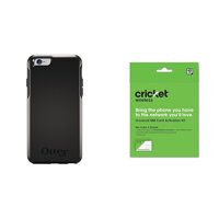 NEW OtterBox SYMMETRY SERIES Case for iPhone 6/6s (4.7" Version) - Retail Packaging - BLACK and Cricket Wireless BYOD Prepaid SIM Card