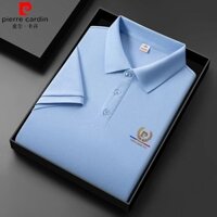 [New _ pierre & cardin] Áo thun ngắn tay mỏng lụa dâu tằm dành cho nam mùa hè Công sở mới Áo Polo có ve áo màu trơn thông thường