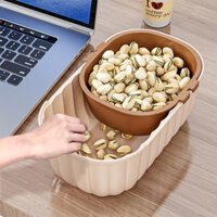 New Product#[4977People Collection]Lazy Person's Snack Eating Artifact Double-Layer Household Desktop Peanut Nut Fruit Skin Trash Can Draining Fruit Plate1mj