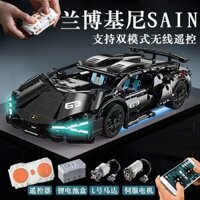 New Product#Compatible with Lego Lamborghini Remote Control Sports Car Model Black Warrior Racing Puzzle Assembled Building Block Toys Boys9wu