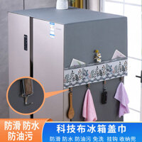 New Product#New Double Door Refrigerator Dust Cover Single Door Refrigerator Cover Cloth Washing Machine Cover Towel Oil-Proof Waterproof Non-Slip Hook4wu