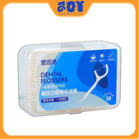 NEW [QUÀ TẶNG] Hộp 50 Tăm Chỉ Nha Khoa Dental Tiệt Trùng Vệ Sinh Răng Miệng NEW