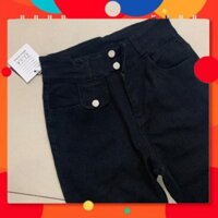 New quần baggy bigsize nữ , quần jean bigsize đen lưng cao qua rốn co giãn 4 chiều -aj224 ཉ