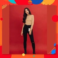 New Quần Jean Đen RÁCH/TRƠN SIZE ĐẠI - Co Giãn Mạnh, Lưng Cao -aj224 ཉ
