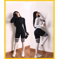 [NEW] Quần Tập Gym Nữ Yoga [LEGGING] Bombshell 3 Sọc Ngang Thun Pha Lưới [ĐỒ TẬP]